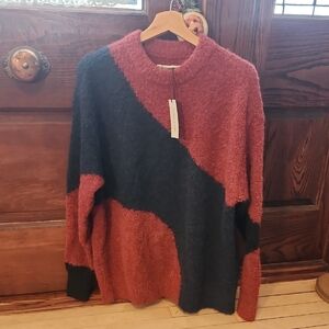 Apiece Apart Red and Black Colorblock Sweater New with tags
